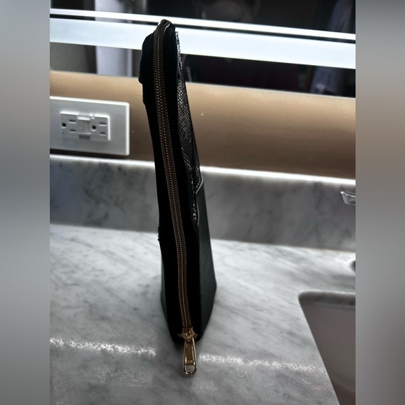 Black Travel Makeup Brush Holder Organizer Bag Zipper Pouch Portable Stand-Up - Picture 6 of 8